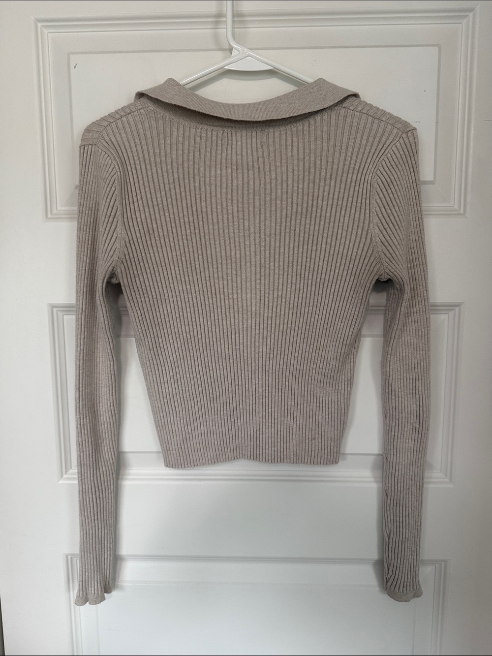 Calvin Klein Jeans Ribbed Polo Cardigan in Taupe - Picture 3 of 3